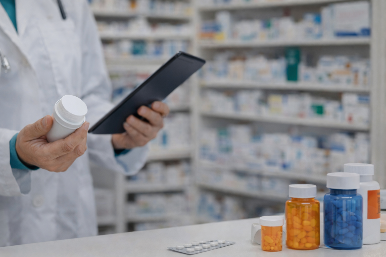 Pharmacist helping customer